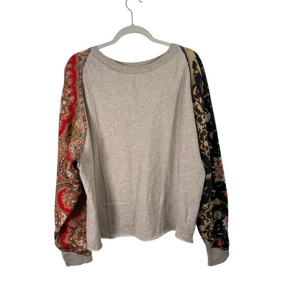 Free People Vintage Affair Pullover Sweater Ivory Patchwork Boho Womens Medium - Picture 2 of 8